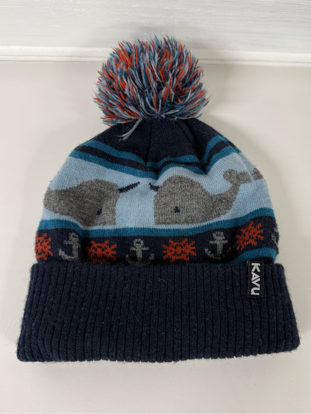 KAVU | Kids Navy Blue Whale Pom Beanie